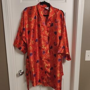 Vintage Gabrielle Intimates Red Heart Robe And Slip